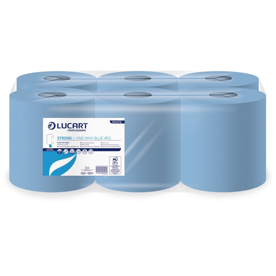 Prosoape derulare centrala Strong L-One Maxi Blue 450 6 role/bax 158m portionate Lucart